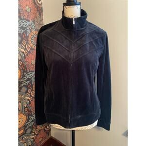 Relaxed by charter club black velour zip up jacket Medium